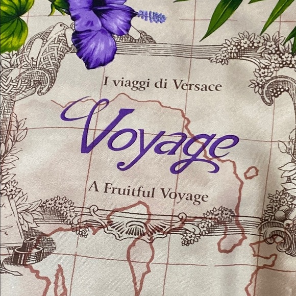 VNTG Atelier Versace Voyage Floral Map Scarf - Purple, Green, Yellow & pink - Picture 3 of 9